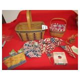 2- LONGABERGER BASKETS - 61/2' & 11' W/ ACCESSORIS