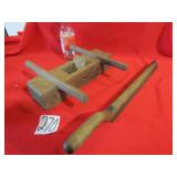 PRIMITIVE WOOD PLANE W/ CROSS HANDLES ;WOOD RASP