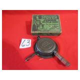 COOL! STOVE JUNIOR WAFFLE IRON #8 W/ ORIGINAL BOX
