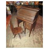 CHILD'S ROLL TOP DESK W/ CHAIR