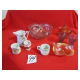 FINGER HOLD CARNIVAL DISH ;SANTA GLASS SLEIGH;