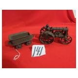CAST IRON TRACTOR W/ DRIVER ; CAST IRON COAL WAGON