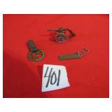 UNION FORK & HOE CO BRASS KEY CHAIN ; MINI SULKY