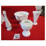 4 PIECES VINTAGE MILK GLASS -1 IS FENTON