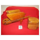 SMALL WOOD WHEEL BARROW DECOR ; WOOD JEWELRY