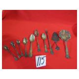 10 PIECES SERVINGWARE - SOME MARKED STERLING