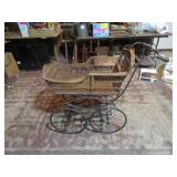 EARLY 1900'S WICKER BABY CARRIAGE W/ HEYWOOD