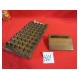 VINTAGE WOOD PENCIL HOLDER; WOOD BUSINESS CARD
