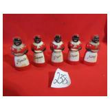 5 EARLY PLASTIC 5' AUNT JEMIMA SPICE SHAKERS