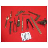 12- VARIOUS MINIATURE TOOLS & VICE ; SOME W/ NAME