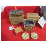 2- NIB LONGABERGER MINIATURE BASKETS -2 PIE BASKET