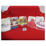 5 EARLY BLACK AMERICANA DISH TOWELS