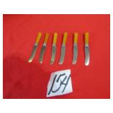6- MINI BUTTER KNIVES W/ BAKEALITE HANDLES, 41/2'