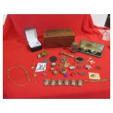 VINTAGE JEWELRY BOX FULL OF ESTATE JEWELRY; GOLD