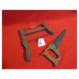 CUSTOM MADE MINI BUCK SAW ; EARLY WOODEN HANDLE