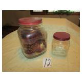 81/2" & 51/2" GLASS COFFEE JARS W/ METAL LIDS