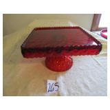 10" SQUARE RUBY RED CAKE STAND