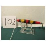 4" UNKNOWN MAKER WOODEN LURE RED, YELLOW ,BLACK