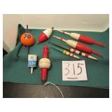 8- VINTAGE BOBBERS ; JAMISON WHISTLING BOBBER, 76