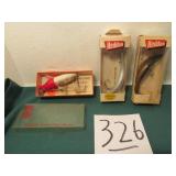 3- HEDDON 2- 3/8 OZ. PROWLERS, RIVER RUNT W/ BOXES