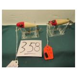 2- VINTAGE PAW-PAW LURES, RIVER TYPE, INJURED