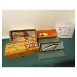 3- LURES, FINNISH MINNOW, JOHNSON SPOON, WOODS