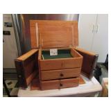 TABLE TOP  OAK STORAGE CABINET W/ DRAWERS &