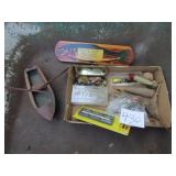 FLAT FULL FISHING TACKLE, CORK FLOATS, WOOD