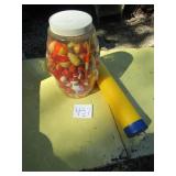 JAR OF BOBBERS & TROUT LINE BOBBER