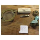 JEEP PAN BRUSH, OLD TIMER POCKET KNIFE, BRASS/