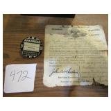 1938 ARKANSAS NON RESIDENT FISHING LICENSE PIN