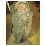 2- MILITARY BACK PACKS, & COVER ALLS