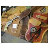 3- TOY GUN HOLSTERS & FANNER 50 TOY PISTOL W/