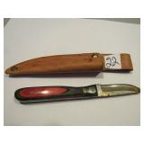 ANZA USA #94 INLAYED WOOD HANDLE KNIFE W/ 23/4 "