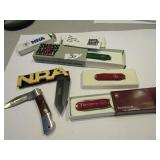 5- COLLECTOR KNIVES- NRA, SWISS ARMY, MORE