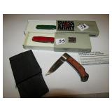 2- SWISS ARMY KNIVES, A C RUSSELL KNIFE W/ SHEATH