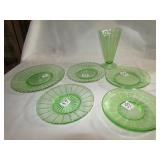 6- PIECES FEDERAL PATTERN GREEN DEPRESSION
