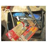 BOX OF TOOLS -SANDERS, HACK SAWS, MASTER