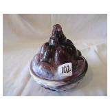 WESTMORELAND PURPLE SLAG GLASS HEN  & EGGS ON NEST
