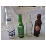 4 SODA POP BOTTLES- MISSION, 7 UP, CRUSH,DON