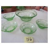 DORIC PATTERN GREEN DEPRESSION BERRY SET