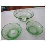 3 PIECES DORIC GREEN DEPRESSION SALAD BOWL, 2-