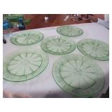 6 DORIC GREEN DEPRESSION DINNER PLATES