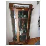 OAK CHINA CABINET W/ MIRROR CROWN