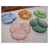 6 DORIC DEPRESSION AQUAMARINE 3 PART CANDY DISH