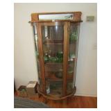 OAK CHINA CABINET W/ MIRROR CROWN