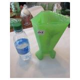 JADITE 81/2" GIRLY VASE, 3 SIDED