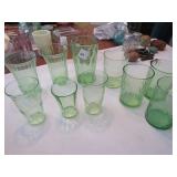 10 GREEN DEPRESSION GLASSES