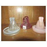 3 BOTTOMS UP SHOT GLASSES W/ COASTERS, CARNIVAL