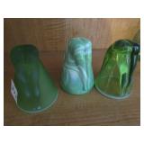 3 BOTTOMS UP SHOT GLASSES SLAG ,GREEN